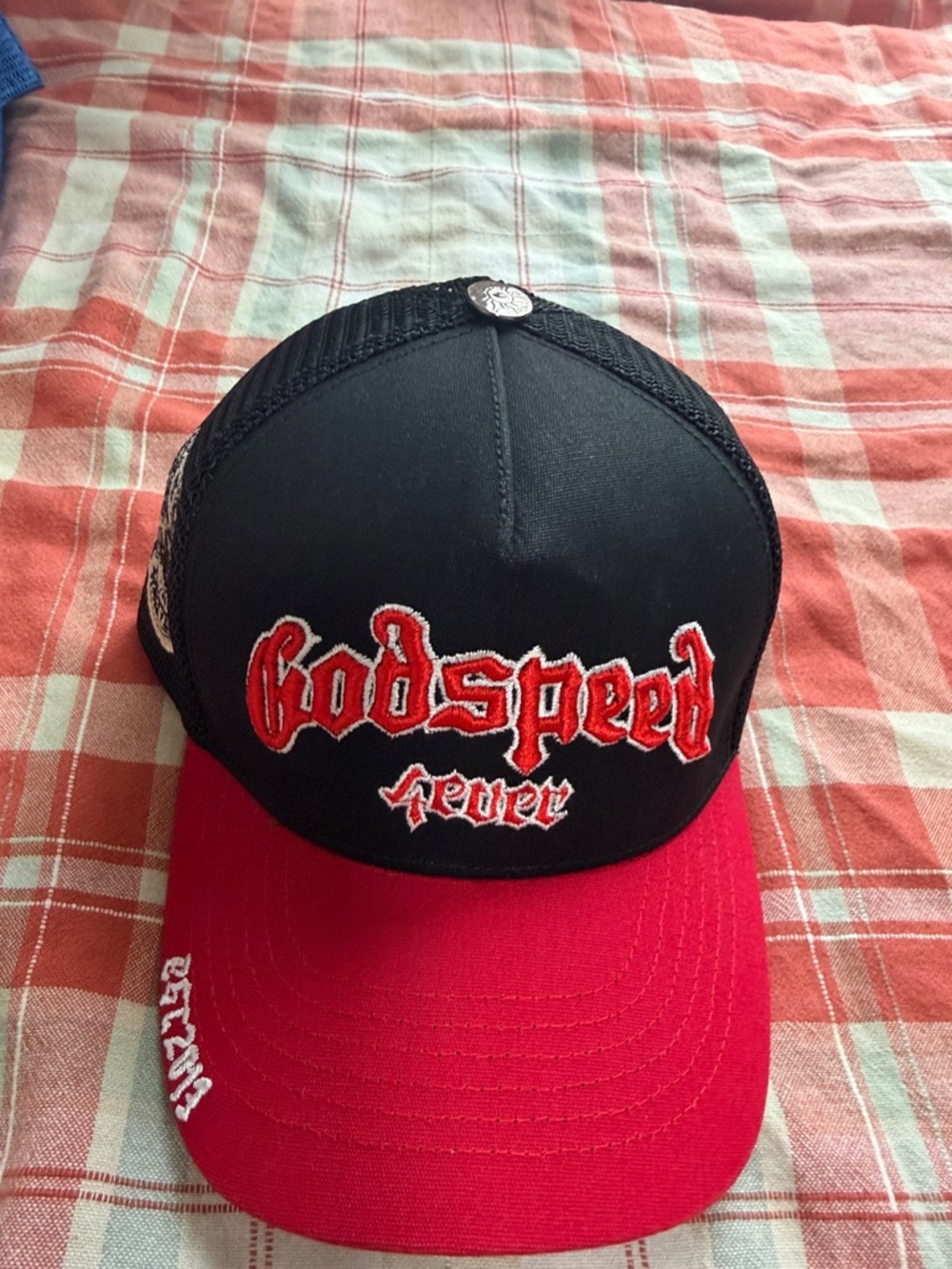 Godspeed Trucker Hat with Red Brim